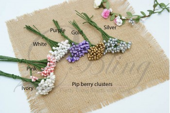 Pip berry clusters wire "Smooth" -  Pack of 12